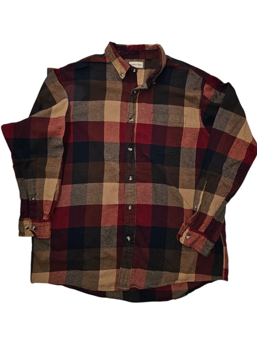 Hobbs Creek, Men's Plaid Button-Down Shirt - Burgundy, Navy & Tan
